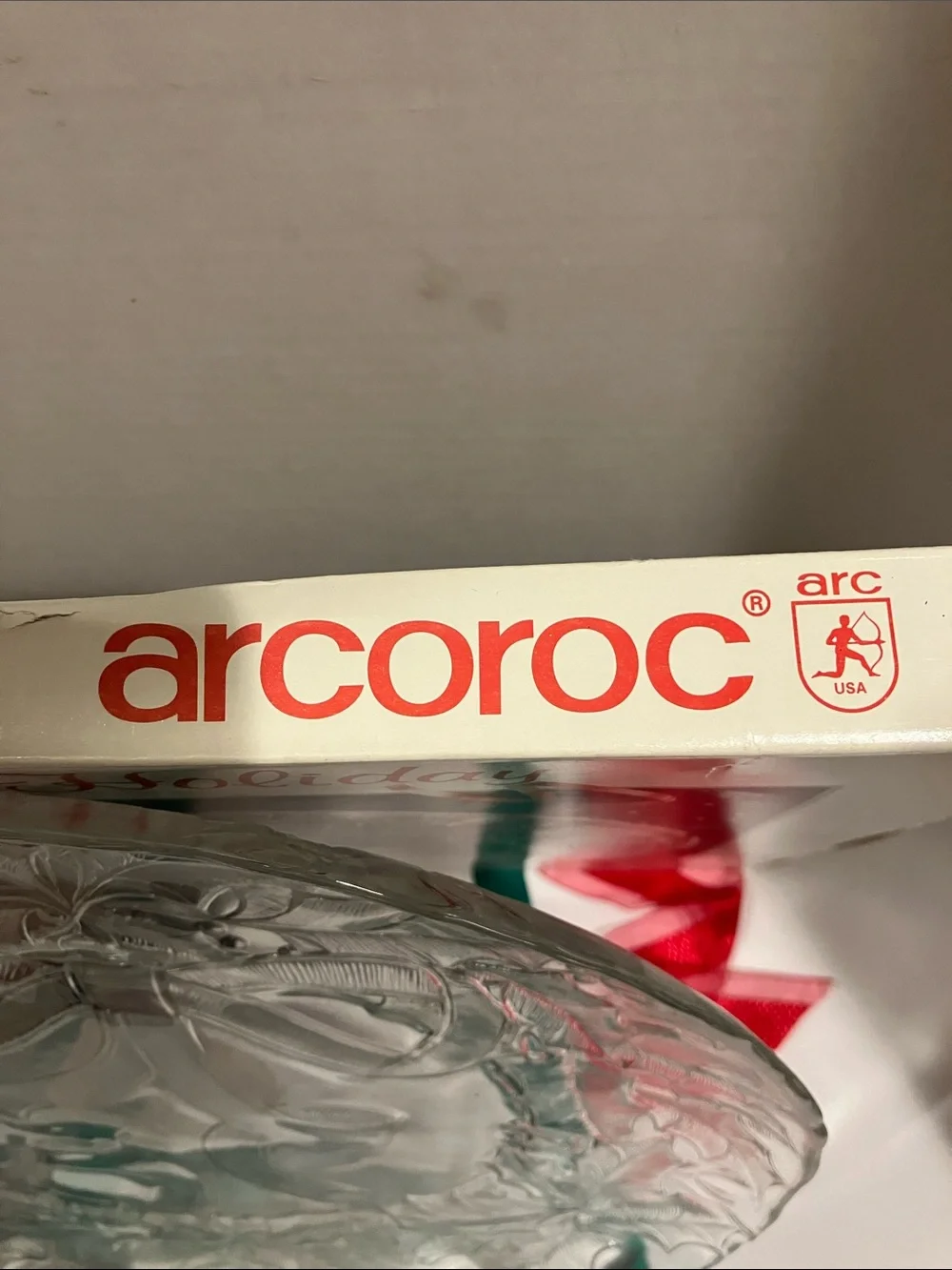 Arcoroc Silver Embossed Holiday Serving Platter